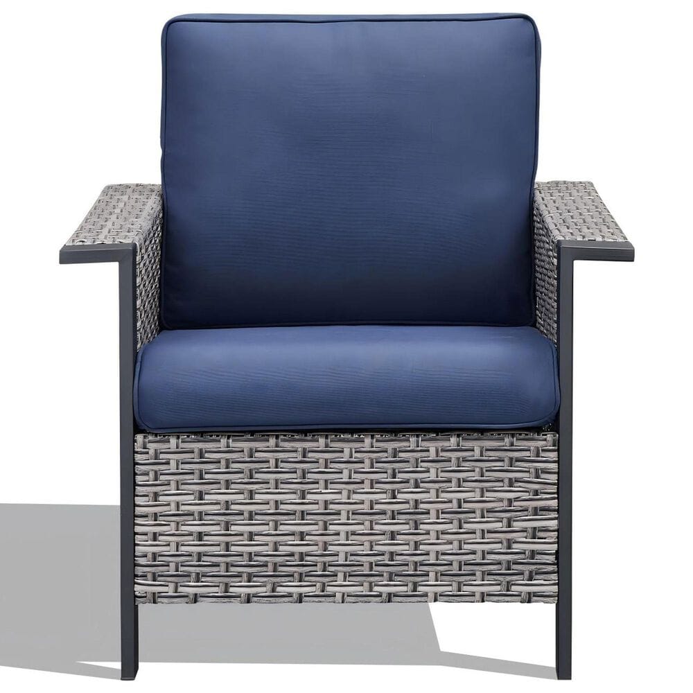 Sunwell Garden 5-Piece Patio Chat Set with Two Stationary Chairs in Navy, , large