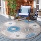 Safavieh Cabana CBN676B 6"7" Round Beige and Blue Indoor/Outdoor Area Performance Rug, , large