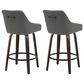 LumiSource Hannah Swivel Counter Stool with Dark Grey Faux Leather Upholstery in Walnut and Black (Set of 2), , large