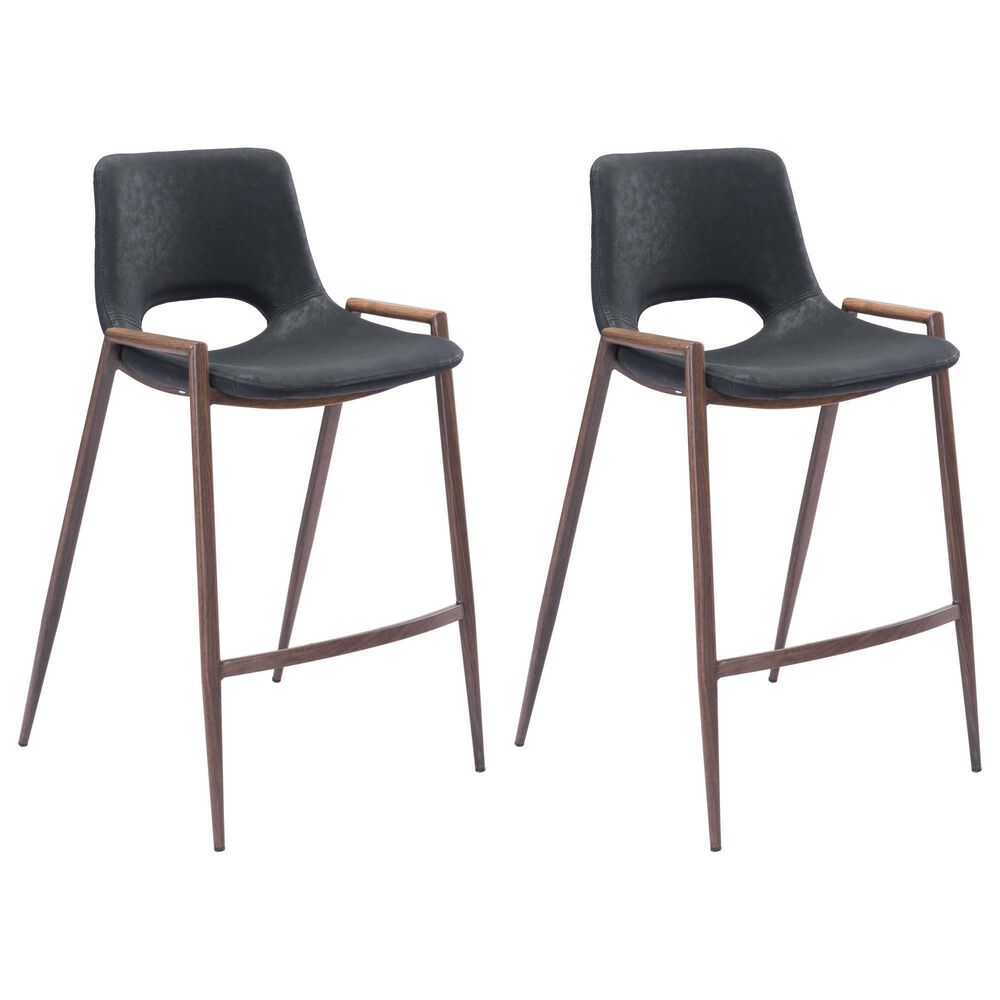 Zuo Modern Desi Counter Chair in Black/Dark Brown (Set of 2), , large