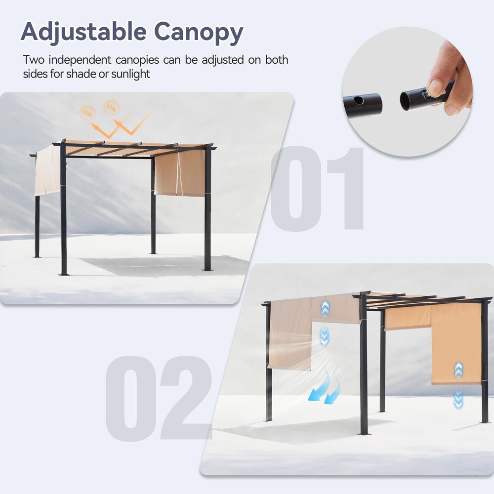 Sunwell Garden 10' x 10' Outdoor Flat/Arched Top Pergola in Beige, , large