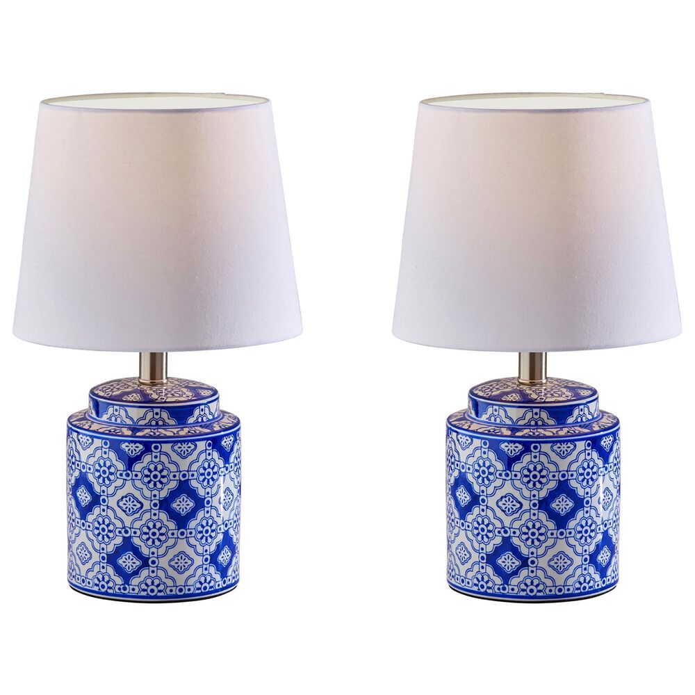 Adesso Polly Table Lamp in White and Blue (Set of 2), , large
