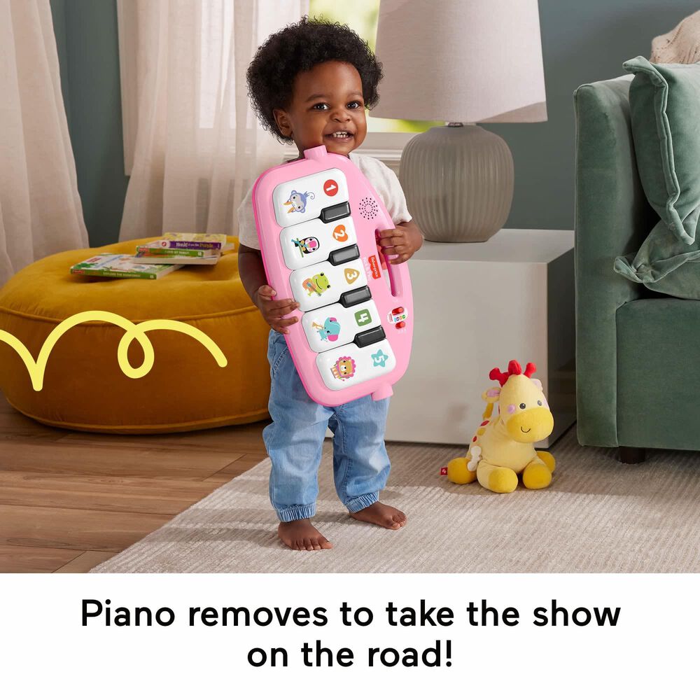Fisher Price Glow and Grow Kick and Play Piano Gym Baby Playmat with Musical Learning Toy in Pink, , large