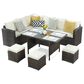 Hearth and Haven 7-Piece Outdoor Dining Set with Beige Cushion in Brown, , large