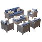 HOMLUX 7-Piece Rattan Sectional Set in Denim Blue, , large