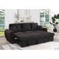 HOMLUX 95"W Teddy Fleece Reversible Sleeper Sectional Sofa with Storage Chaise in Black, , large