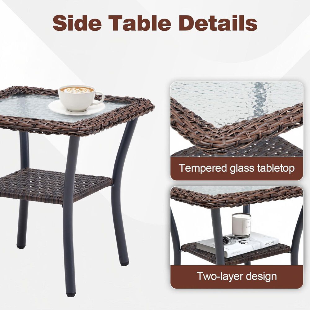 Sunwell Garden 3-Piece Patio Swivel Glider Set with 19.7" Side Table in Gray, , large