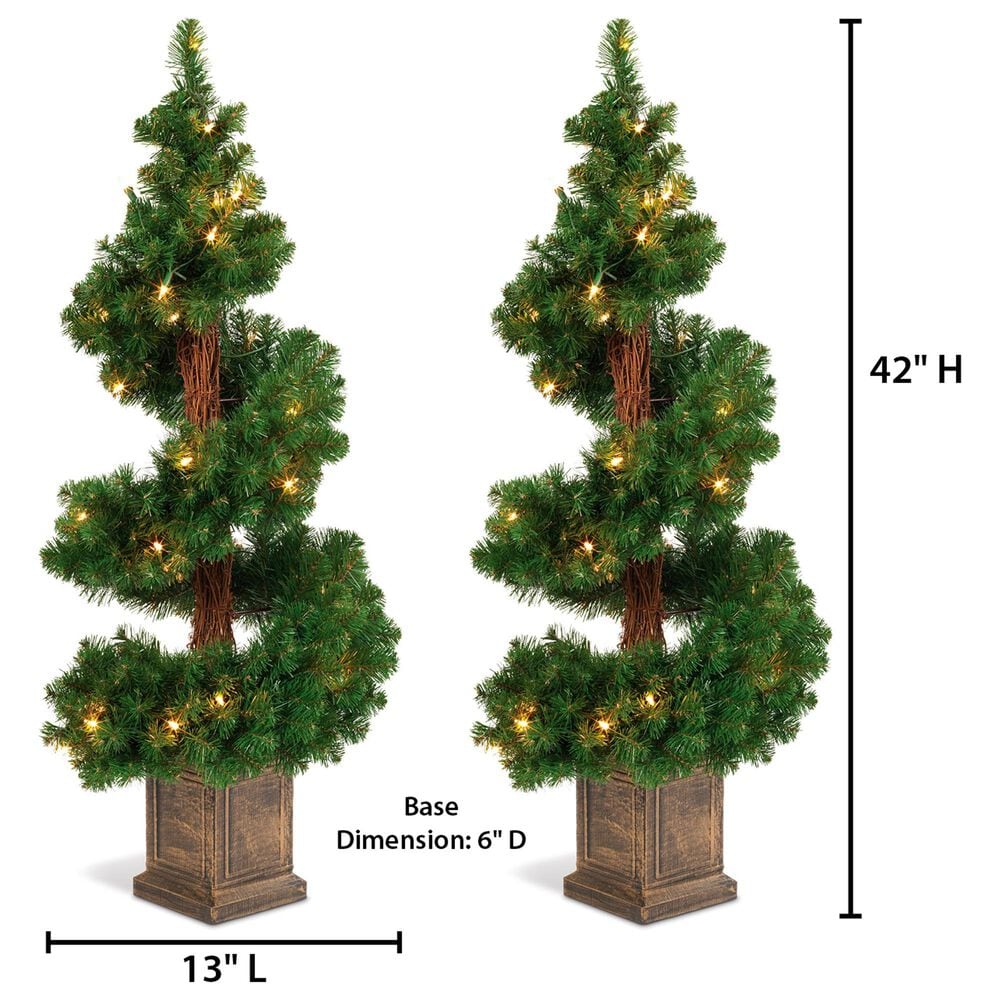 The Gerson Company 3.5&#39; Potted Spiral Tree with LED Lights&#40;Set of 2&#41;, , large