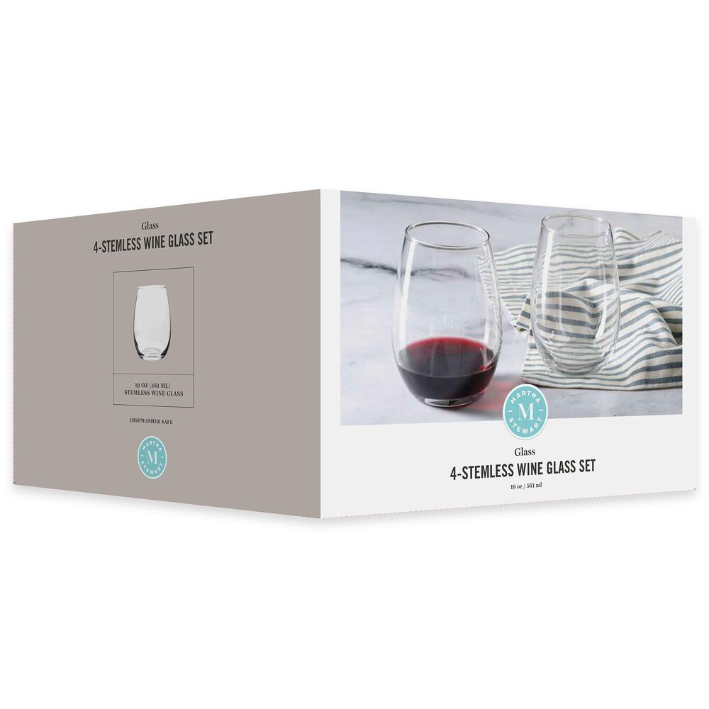 Gibson Home Barrow 4-Piece 19 Oz Stemless Wine Glass Set in Clear, , large
