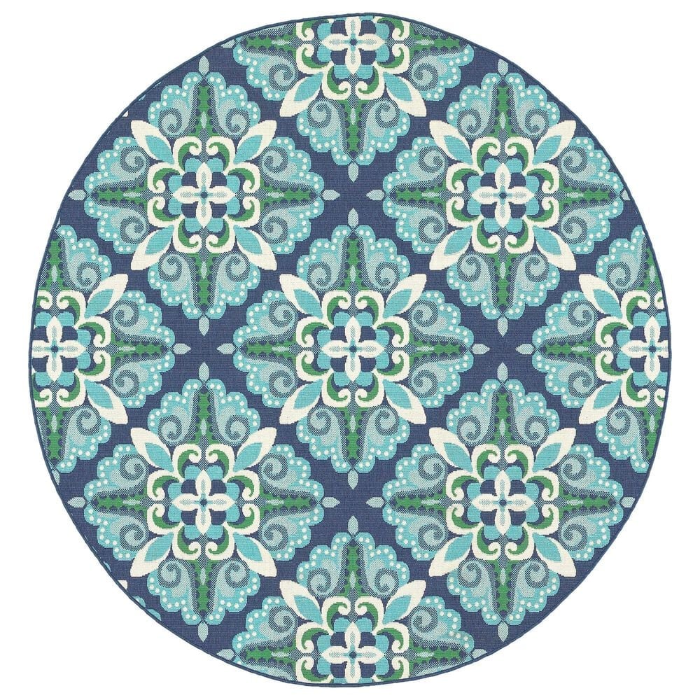 Oriental Weavers Meridian 2206B 7&#39;10&quot; Round Blue Area Rug, , large