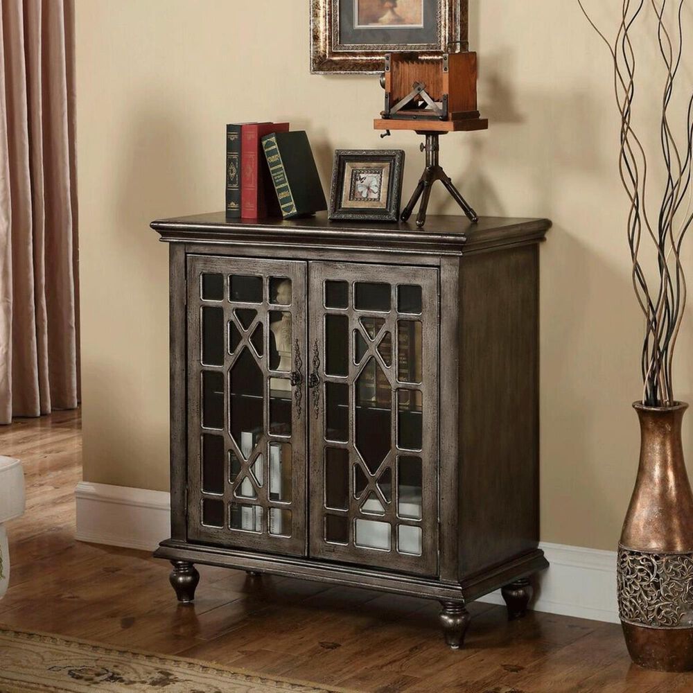 Shell Island Furniture 2 Door Cabinet Distressed in Silver Finish, , large