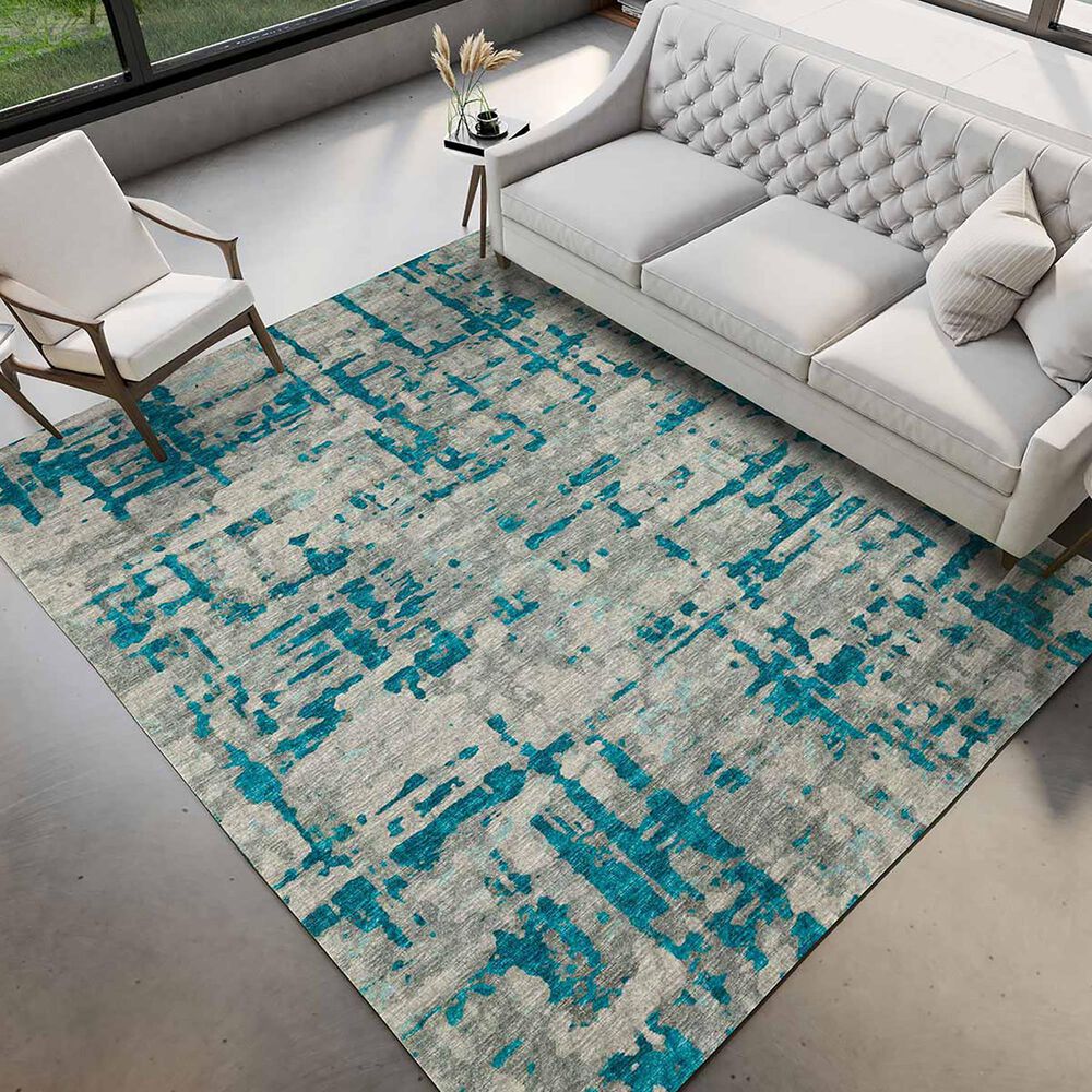 Dalyn Rug Company Brisbane Abstract 3&#39; x 5&#39; Teal Area Rug, , large