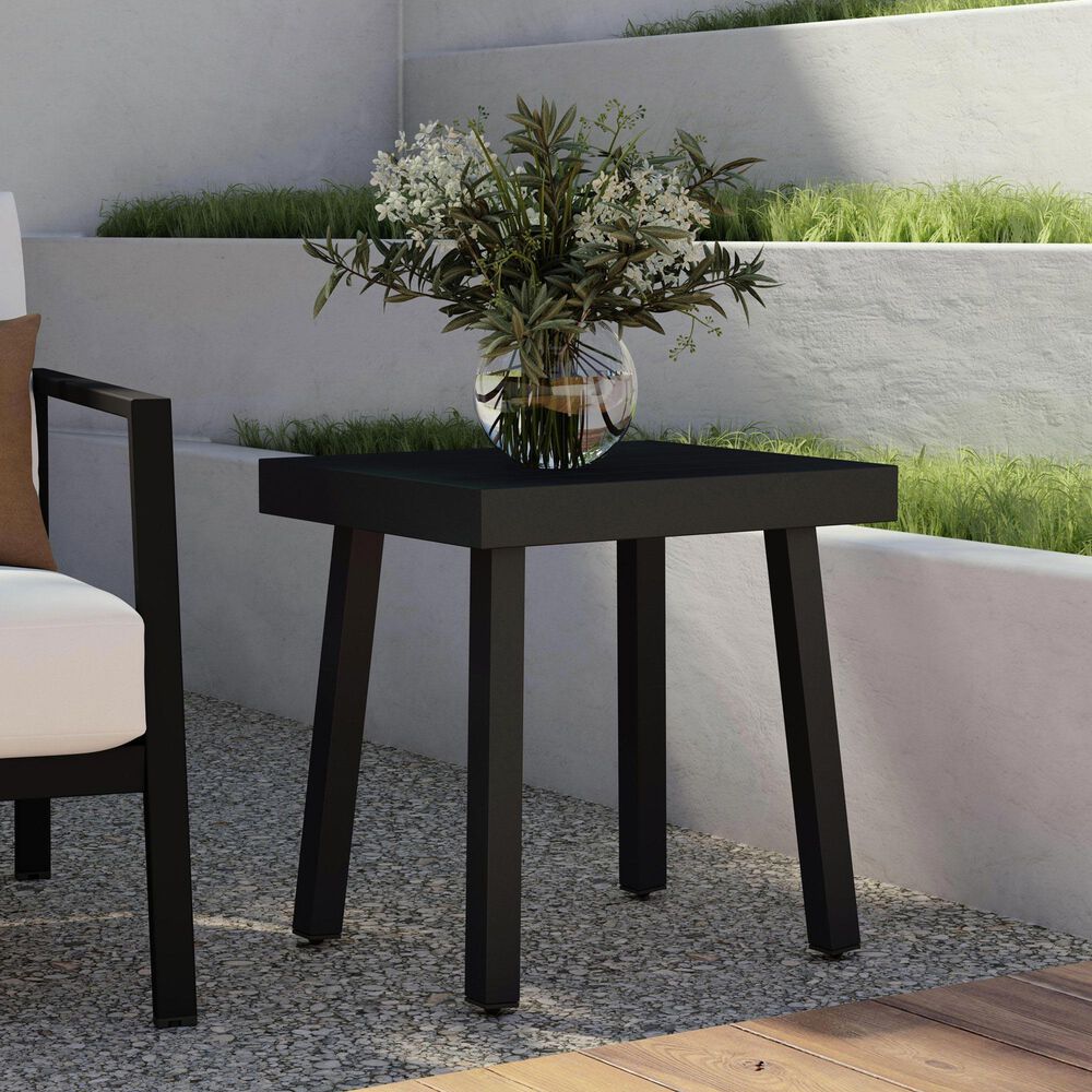 Linon Home Decor Holland Aluminum Side Table in Black, , large