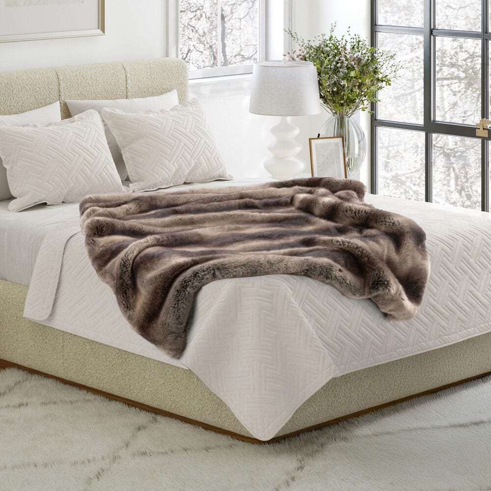 Timberlake 60" x 70" Faux Fur Throw Blanket in Gray and Brown, , large
