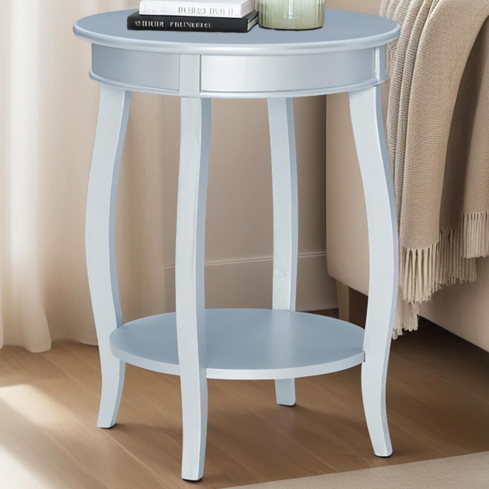 Linon Home Decor Rainbow Round Side Table in Silver, , large