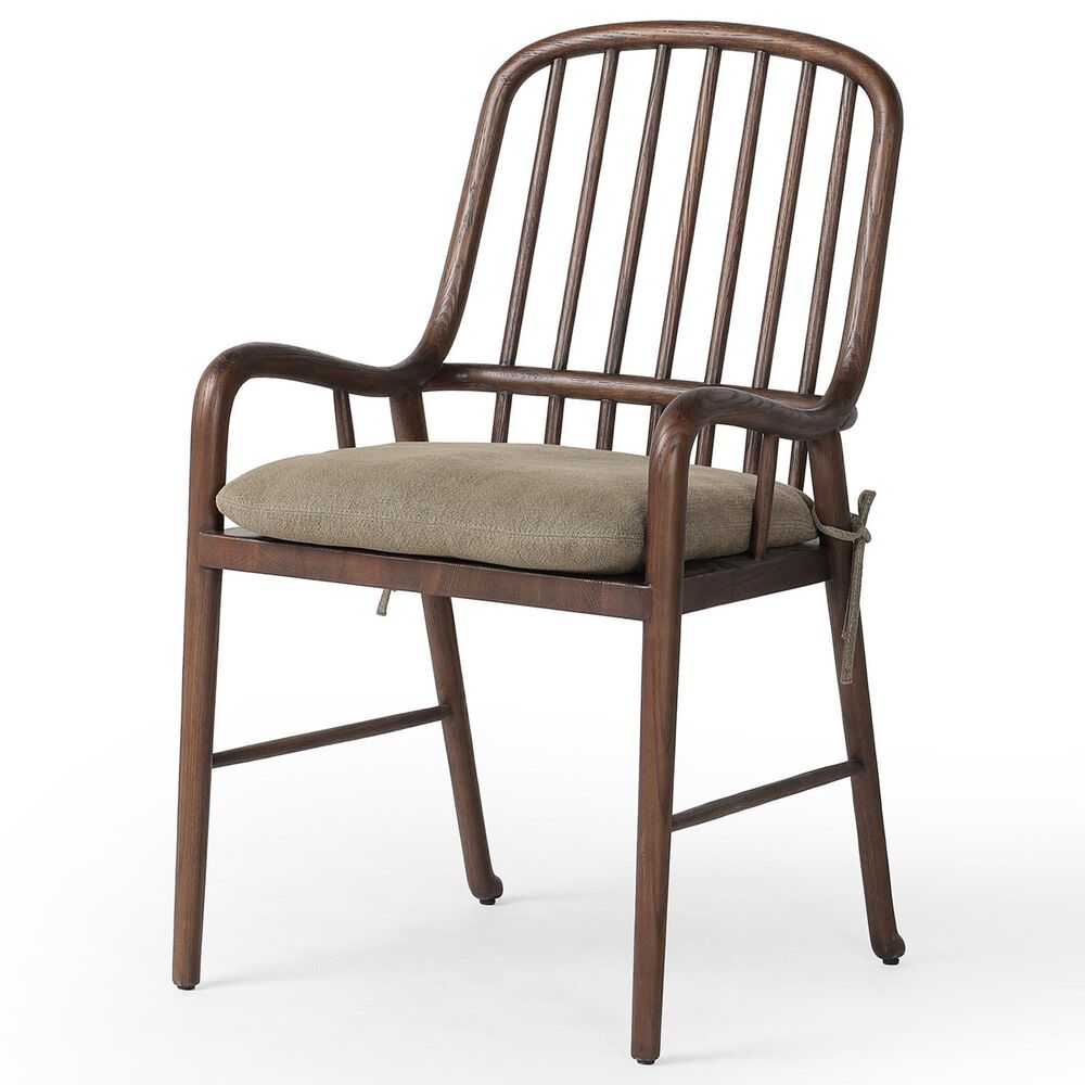 FOUR HANDS Brenna Dining Chair in Drifted Oak with Broadway Olive Cushion, , large