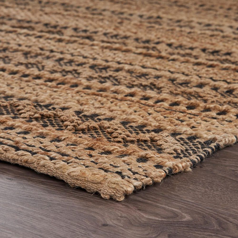 L&amp;R Resources Natural Fiber Striped Jet Black 5' x 7'9" Area Rug, , large