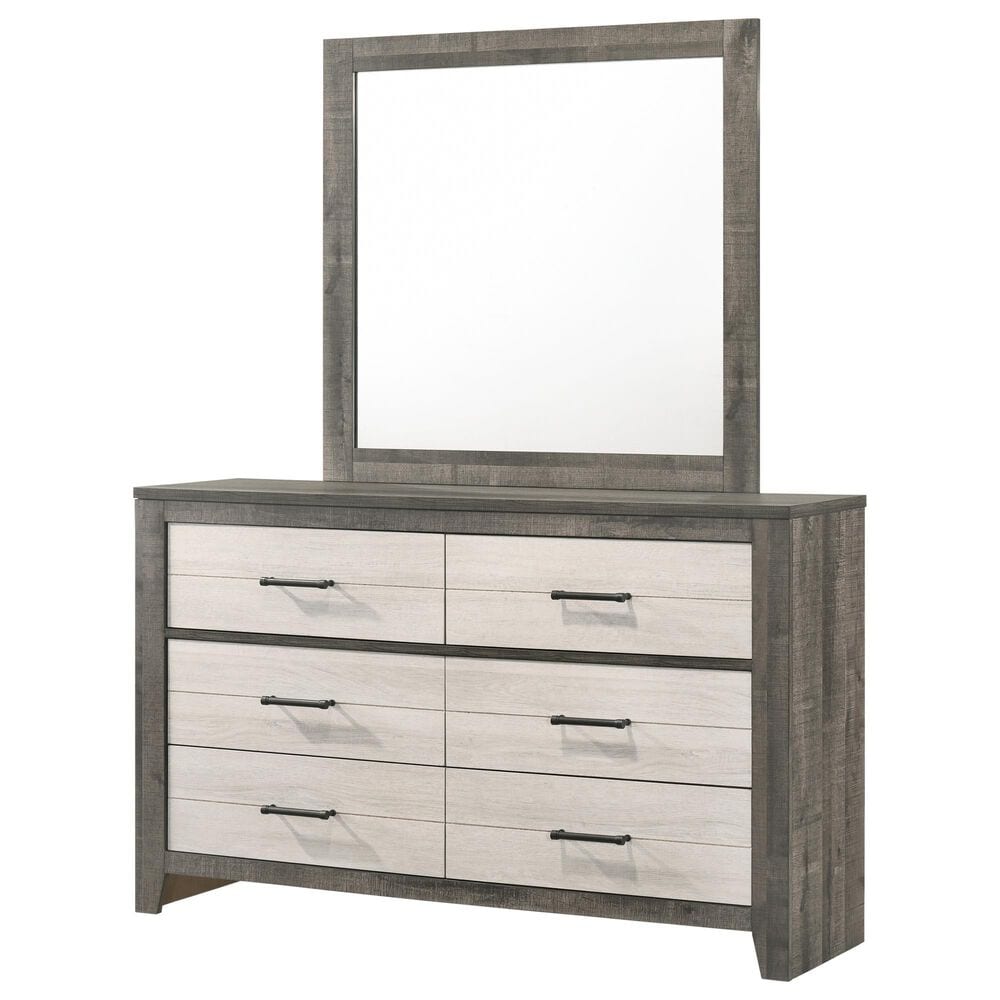 Crown Mark Rhett 5-Piece King Platform Bedroom Set in Gray and White, , large