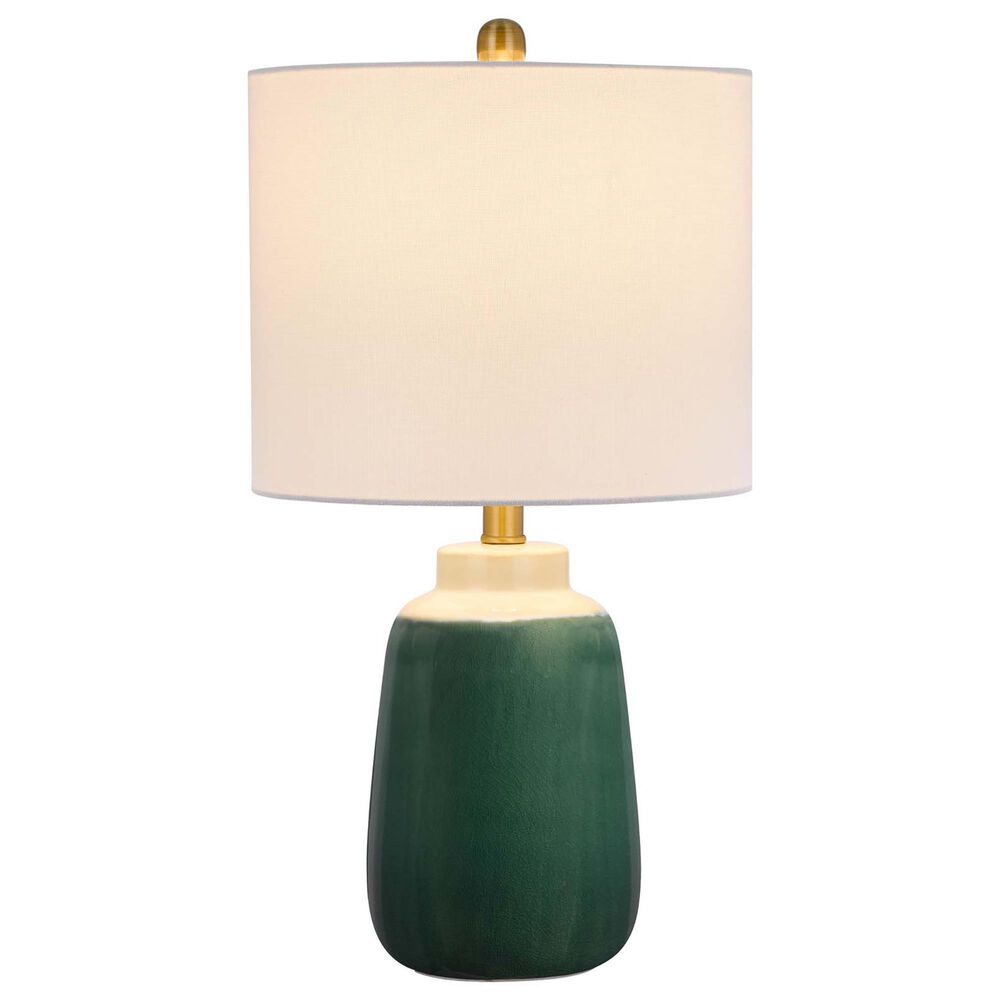 Cal Lighting Crotone Ceramic Table Lamp in Dipped Emerald and Antique Brass, , large