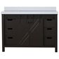 Lexora Home Marsyas 48" Single Bathroom Vanity in Brown with 2 cm White Cultured Marble Top and Rectangular Sink, , large