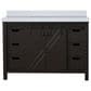 Lexora Home Marsyas 48" Single Bathroom Vanity in Brown with 2 cm White Cultured Marble Top and Rectangular Sink, , large