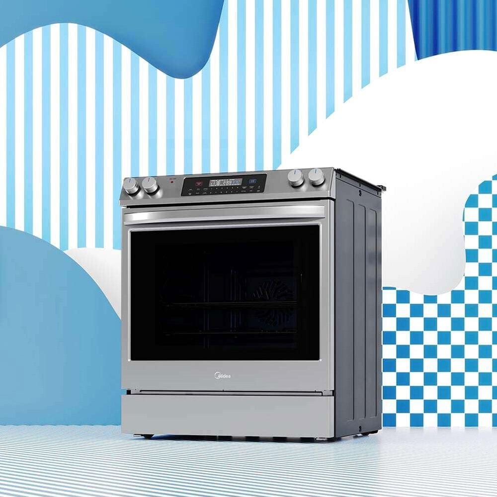 Midea 6.3 Cu. Ft. 5-Burner Smart Slide-In Electric Range in Stainless Steel, , large