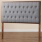 Baxton Studio Harumi King Panel Headboard with Grey Fabric in Ash Walnut, , large