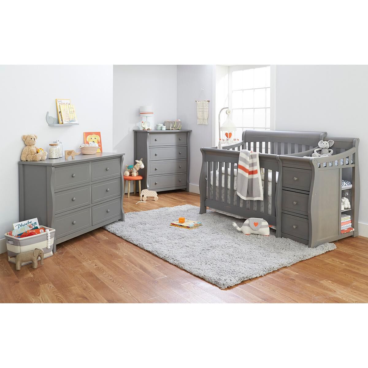 Sorelle Furniture Princeton Elite Crib and Changer in Weathered Gray