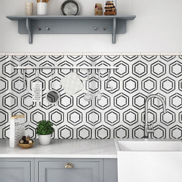 MS International Georama Nero 11" x 13" Natural Stone Mosaic Sheet, , large
