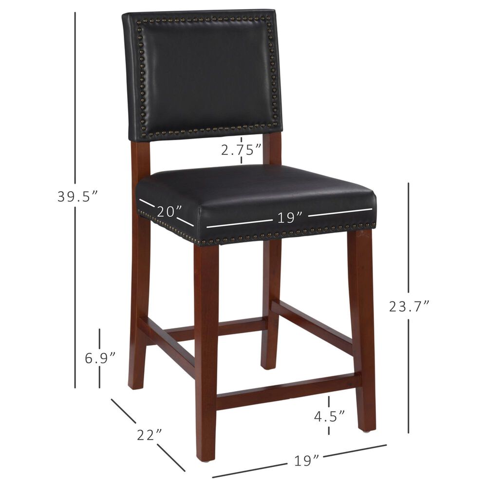 Linden Boulevard Brook Counter Stool with Black Upholstery in Cherry, , large