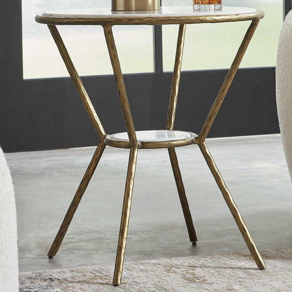 Uttermost Refuge Side Table in White and Gold, , large