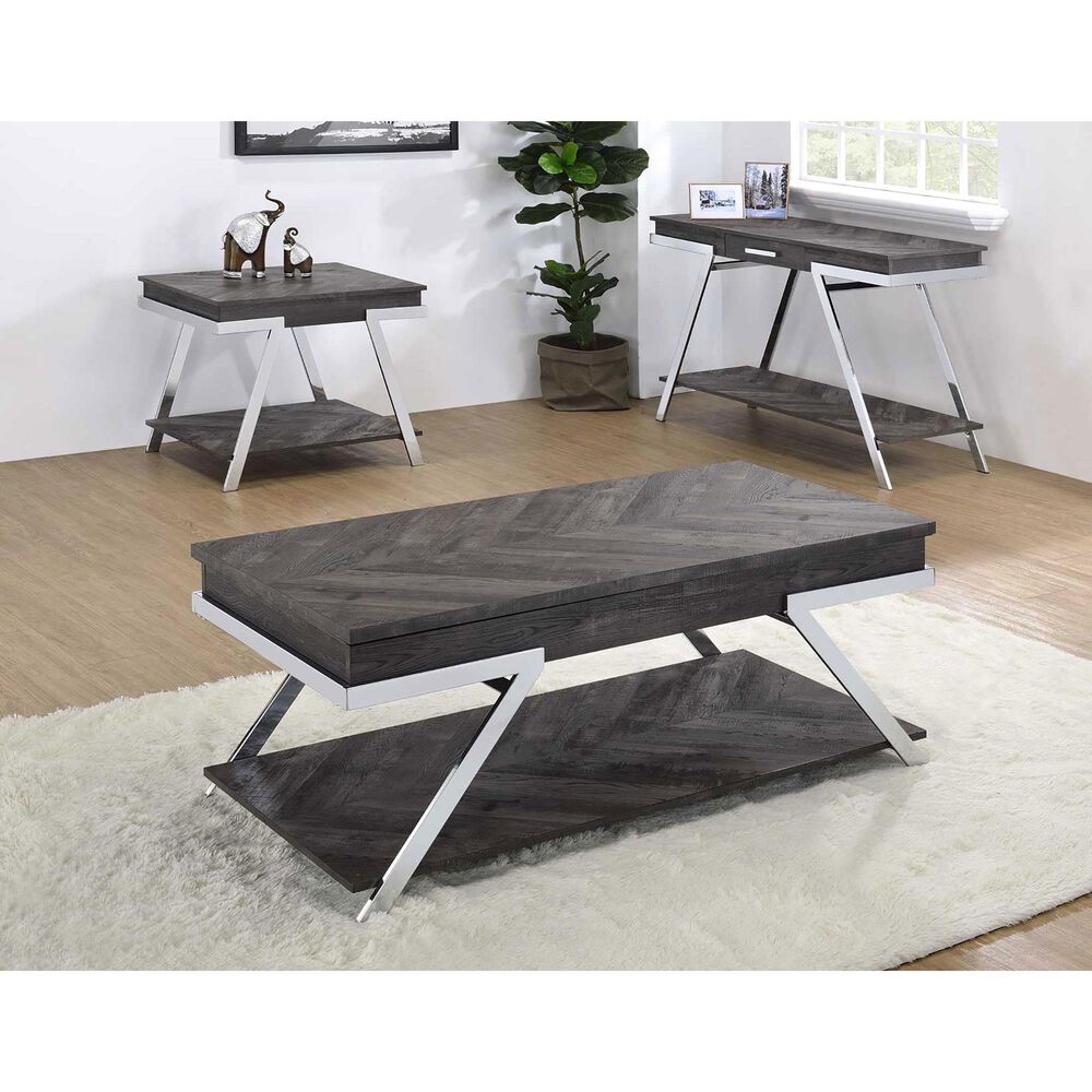 Steve Silver Roma End Table in Shadow Grey and Chrome, , large