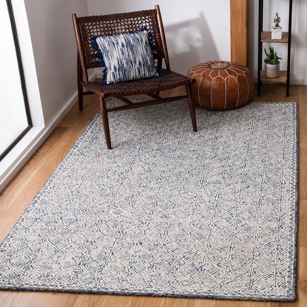 Safavieh Micro-Loop MLP526N 6&#39; x 9&#39; Navy and Ivory Area Rug, , large