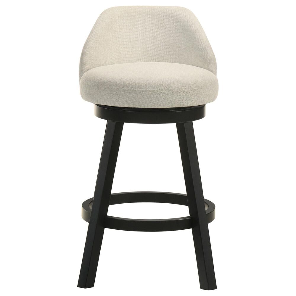 Armen Living Erika Swivel Counter Height Stool with Cream Upholstery in Black, , large