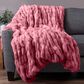 Timberlake 60" x 80" Ruched Faux Fur Throw Blanket in Pink, , large