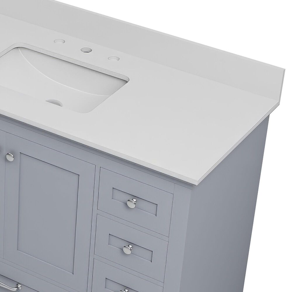 Lexora Home Dukes 84" Double Bathroom Vanity in Dark Grey with 2 cm White Cultured Marble Top and Rectangular Sinks, , large