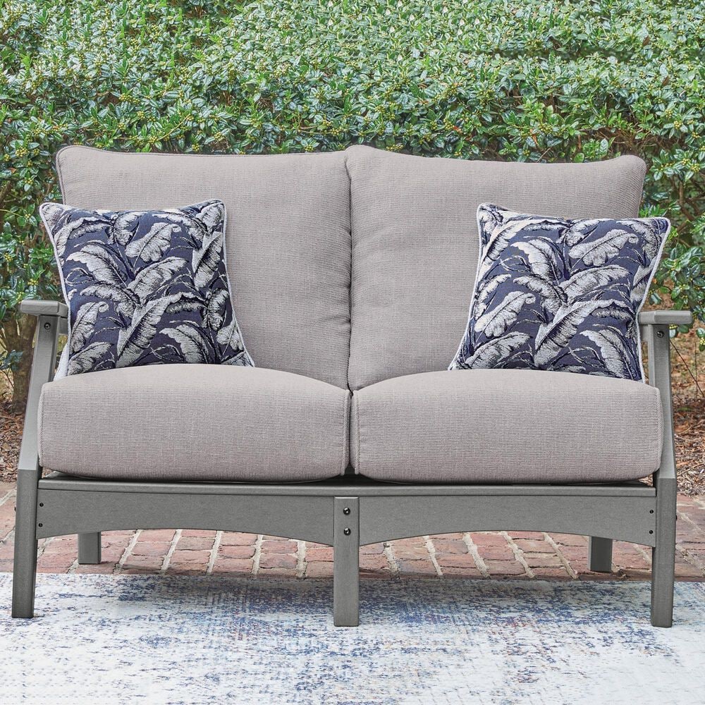 Ashley Cove Beach Outdoor Loveseat with Cushion in Gray, , large
