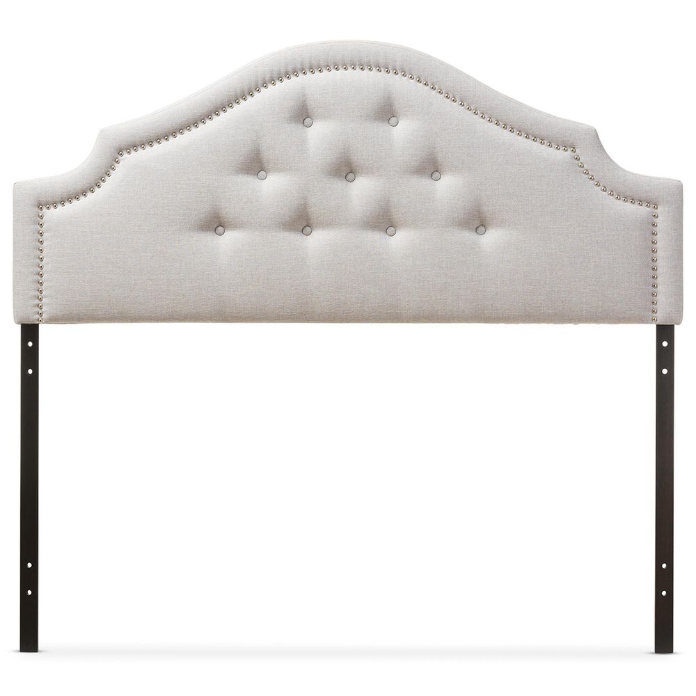 Baxton Studio Cora King Upholstered Panel Headboard in Greyish Beige, , large