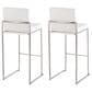 Lumisource Fuji High Back Barstool with White Faux Leather in Stainless Steel (Set of 2), , large