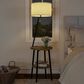 Timberlake Mid-Century Modern Floor Lamp with Side Table and USB Charging Ports in Brown, Black and Off-White, , large