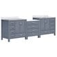 Lexora Home Coraline 92" Double Bathroom Vanity in Dark Grey with White Carrara Marble Top and Rectangular Sinks, , large