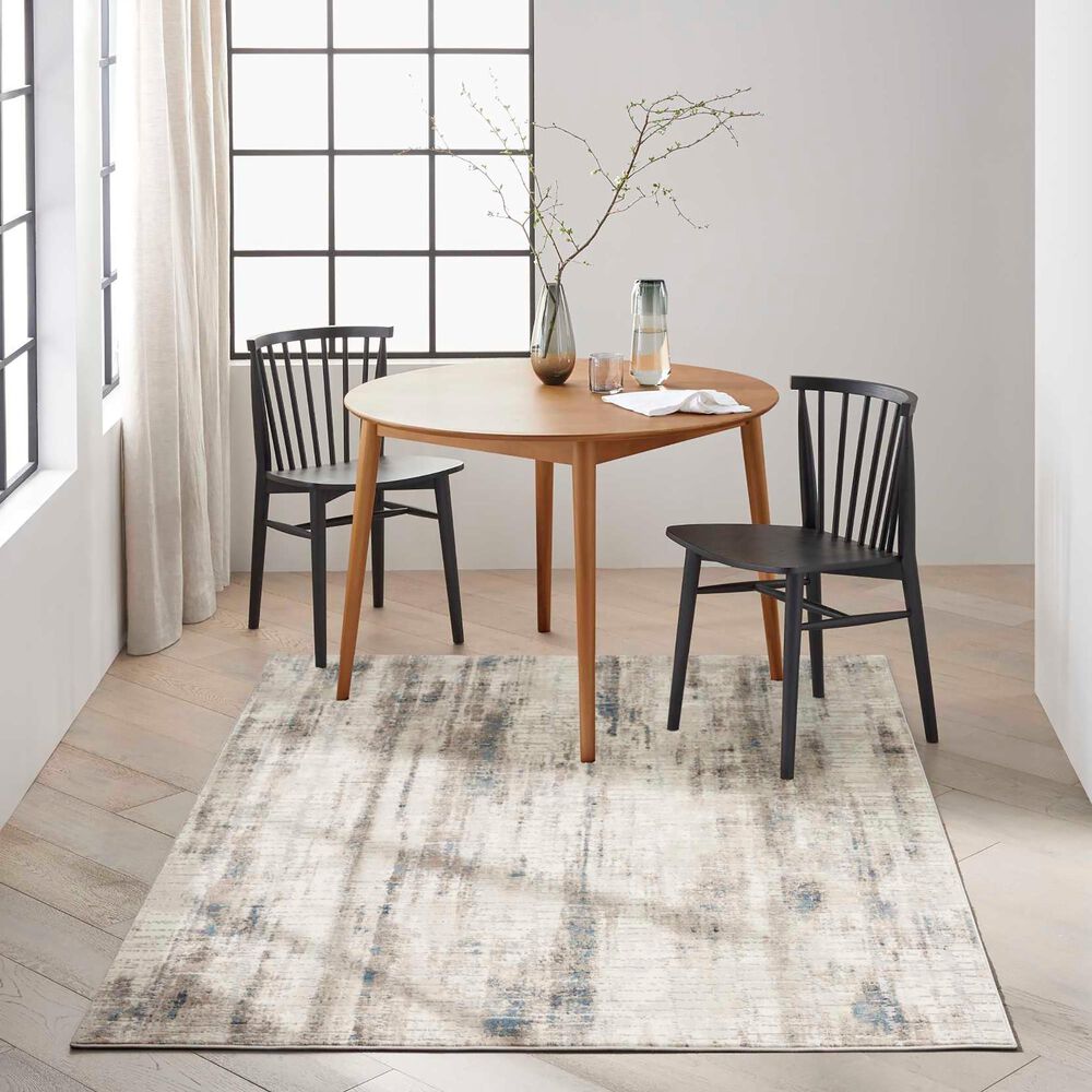 Nourison Infinity IFN02 9&#39; x 12&#39; Ivory, Grey and Blue Area Rug, , large