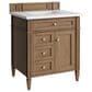 James Martin Brittany 30" Single Bathroom Vanity in Pecan with 3 cm White Zeus Silestone Top and Rectangular Sink, , large