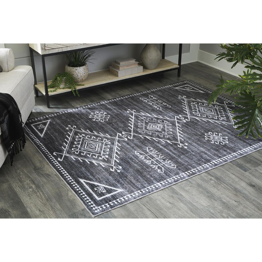 Ashley Arloman 5&#39; x 7&#39; Black, Cream and Gray Area Rug, , large