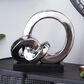 Maple and Jade 12" Abstract Twisted Circular Interlocking Chain Sculpture in Silver and Black, , large