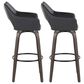 LumiSource Mustang 30" Swivel Bar Stool with Black Faux Leather Upholstery in Glazed Walnut and Black (Set of 2), , large