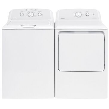 Hotpoint 3.8 Cu. Ft. Top Load Washer and a 6.2 Cu. Ft. Electric Dryer in White, , large