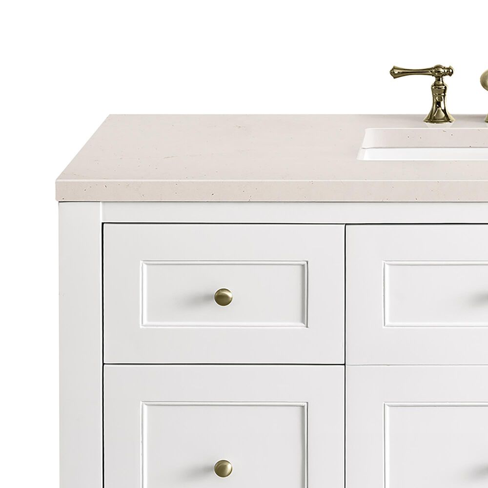 James Martin Vanities Breckenridge 48&quot; Single Bathroom Vanity in Bright White with 3 cm Eternal Marfil Quartz Top and Rectangular Sink, , large