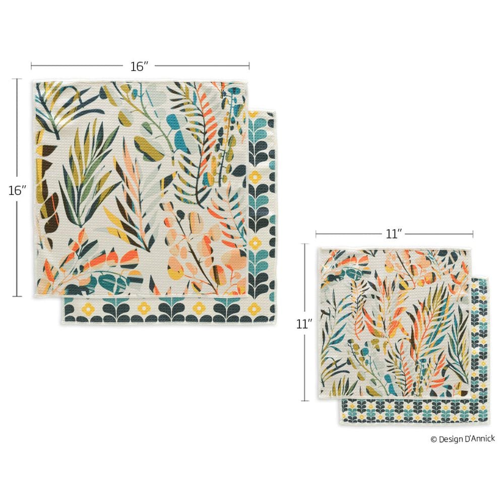 Werkshoppe Colorful Leaves All Purpose Towel in Blue and Multicolor &#40;Set of 4&#41;, , large