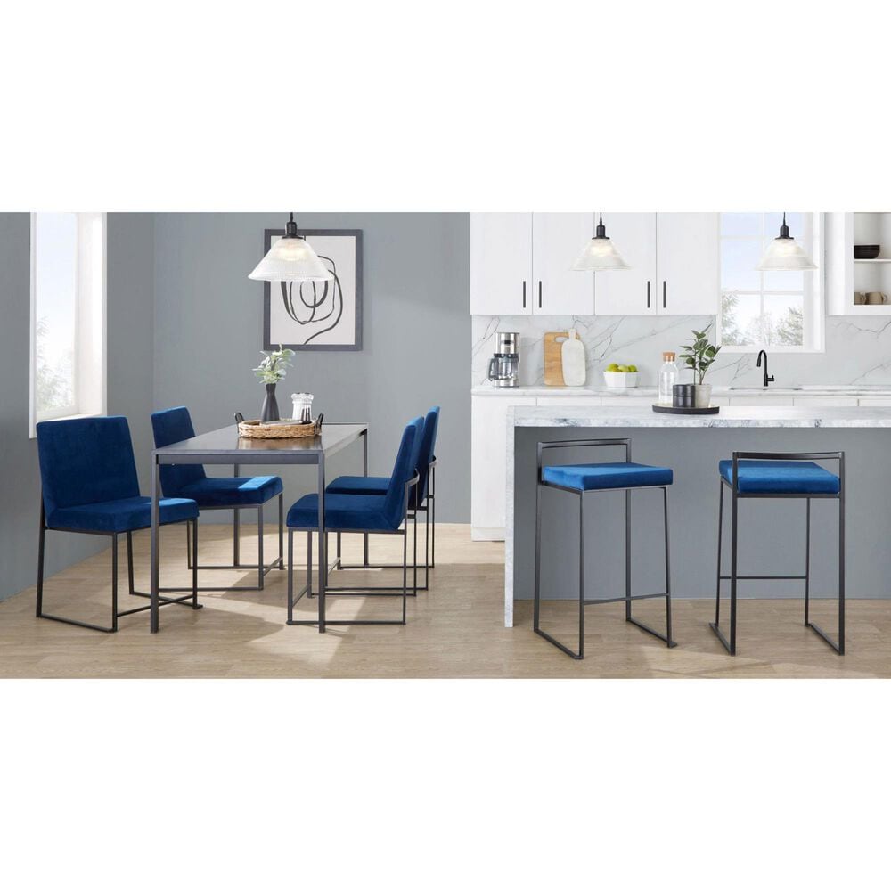Lumisource Fuji Side Chair with Blue Cushion in Black &#40;Set of 2&#41;, , large